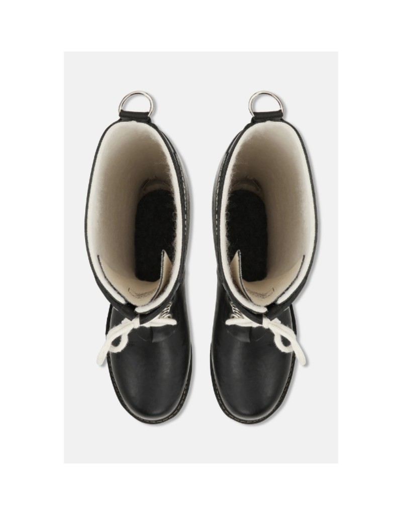 Ilse Jacobsen Tall Rubber Lace-Up Rainboots in Black by Ilse Jacobsen