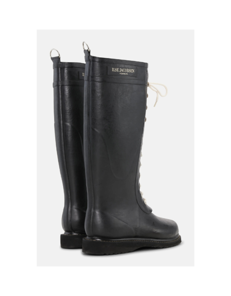 Ilse Jacobsen Tall Rubber Lace-Up Rainboots in Black by Ilse Jacobsen