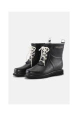 Ilse Jacobsen Short Rubber Lace-Up Rainboots in Black by Ilse Jacobsen