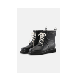 Ilse Jacobsen Short Rubber Lace-Up Rainboots in Black by Ilse Jacobsen