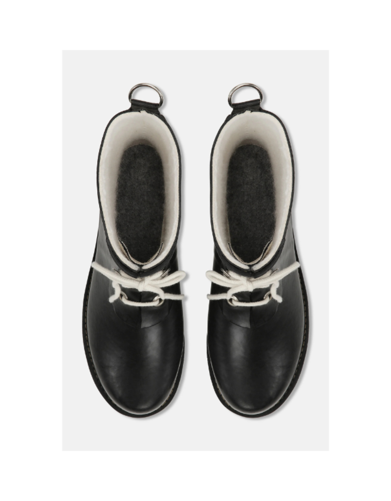 Ilse Jacobsen Short Rubber Lace-Up Rainboots in Black by Ilse Jacobsen