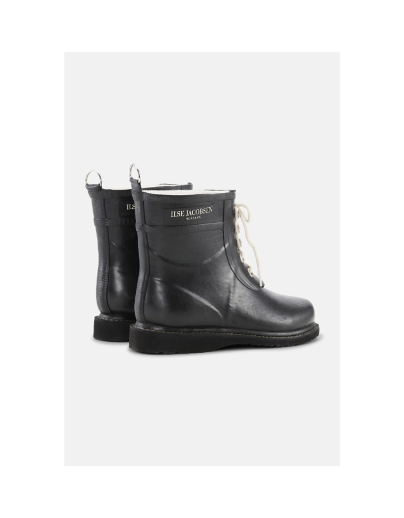 Ilse Jacobsen Short Rubber Lace-Up Rainboots in Black by Ilse Jacobsen