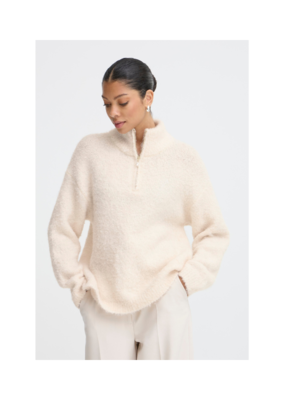 b.young Omanta Halfzip Sweater in Birch Melange by b.young