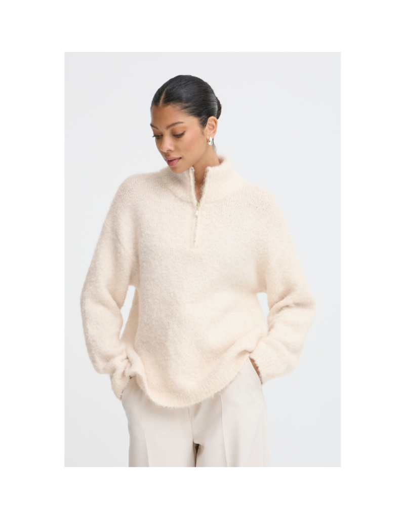b.young Omanta Halfzip Sweater in Birch Melange by b.young