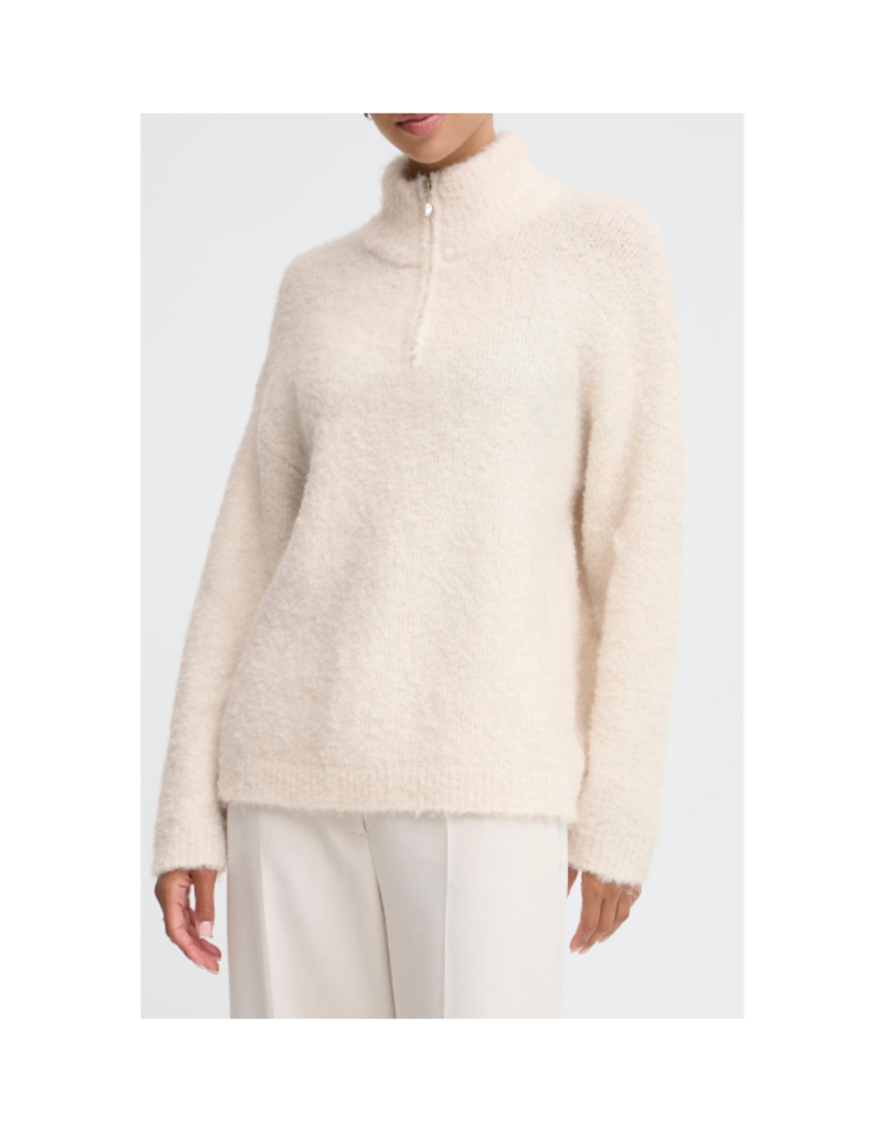 b.young Omanta Halfzip Sweater in Birch Melange by b.young