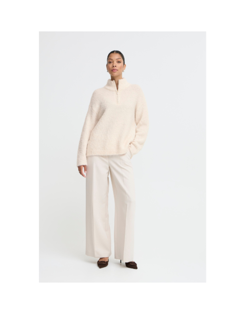 b.young Omanta Halfzip Sweater in Birch Melange by b.young
