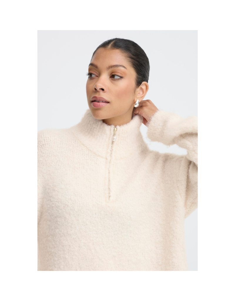 b.young Omanta Halfzip Sweater in Birch Melange by b.young