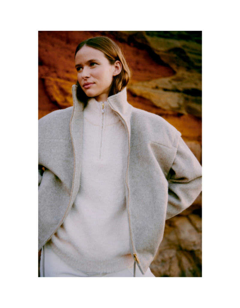 b.young Omanta Halfzip Sweater in Birch Melange by b.young