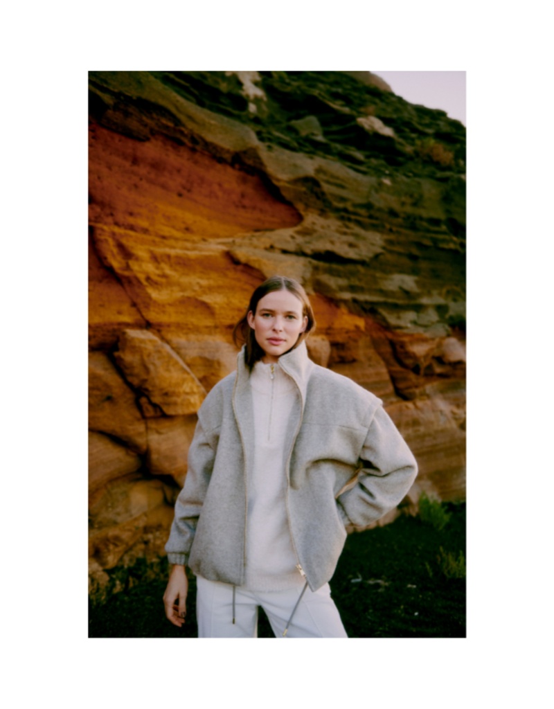 b.young Omanta Halfzip Sweater in Birch Melange by b.young