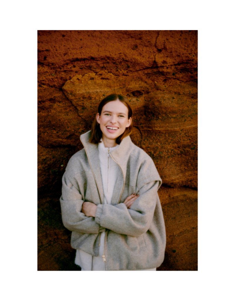 b.young Omanta Halfzip Sweater in Birch Melange by b.young
