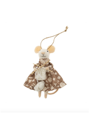 Indaba Trading Knitting Nora Mouse Ornament