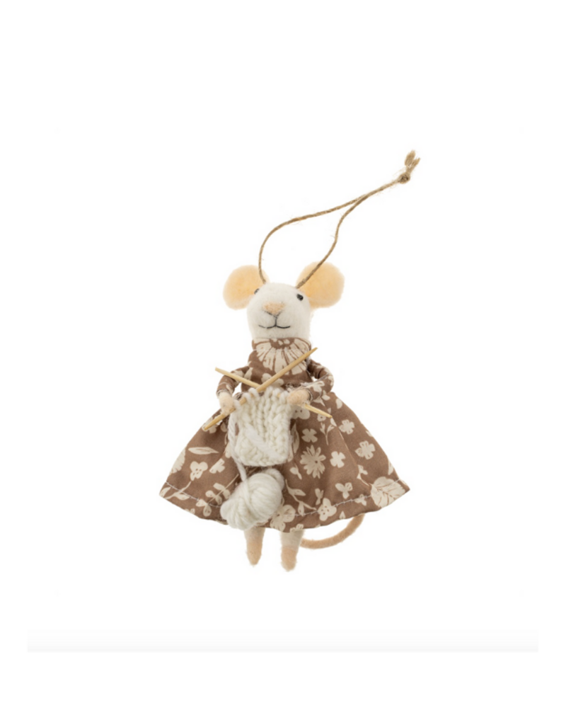 Indaba Trading Knitting Nora Mouse Ornament