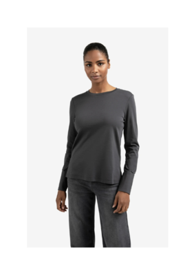 YAYA Longsleeve Jersey Top in Oyster Black by YAYA