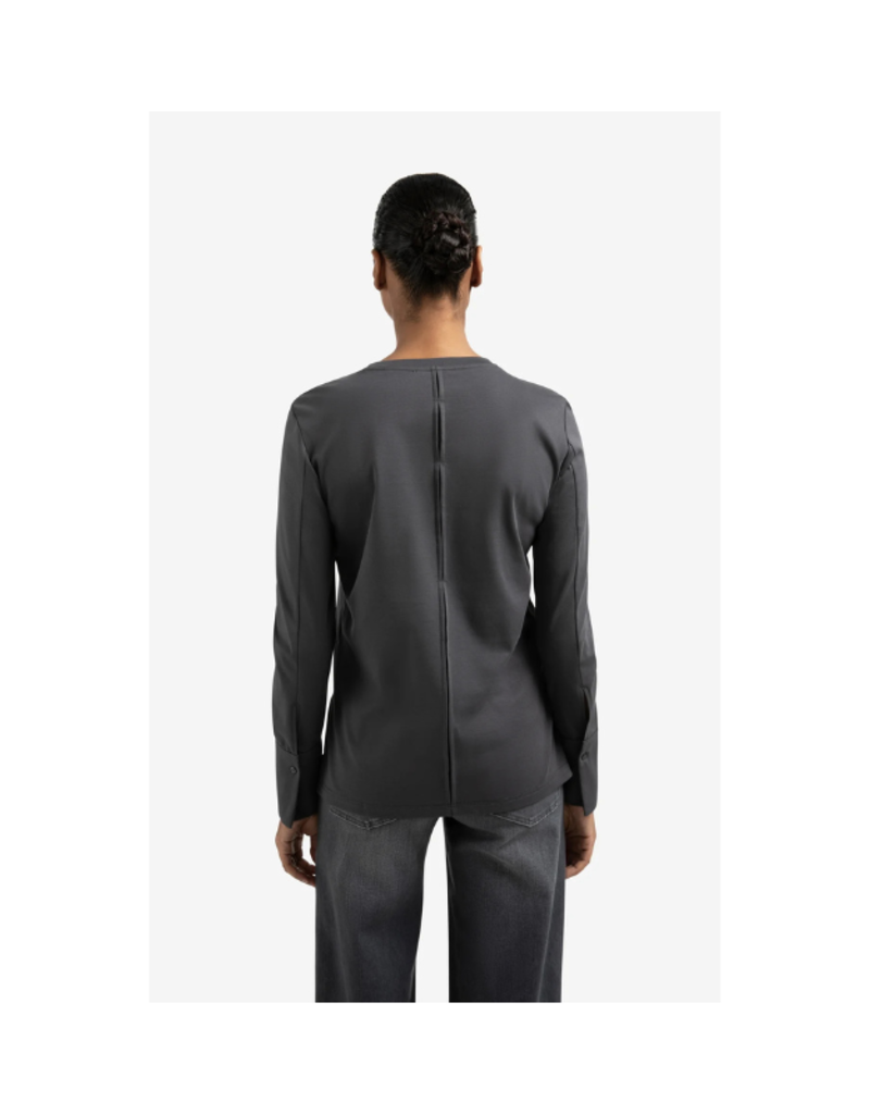 YAYA Longsleeve Jersey Top in Oyster Black by YAYA