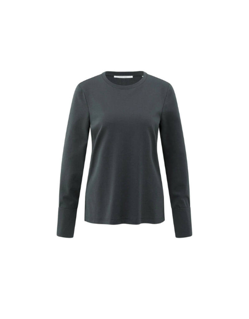 YAYA Longsleeve Jersey Top in Oyster Black by YAYA