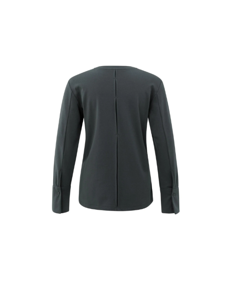YAYA Longsleeve Jersey Top in Oyster Black by YAYA