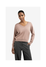 YAYA Double V-Neck Sweater in Blush Pink by YAYA