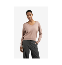 YAYA Double V-Neck Sweater in Blush Pink by YAYA