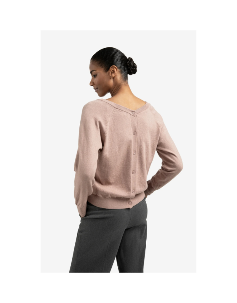 YAYA Double V-Neck Sweater in Blush Pink by YAYA
