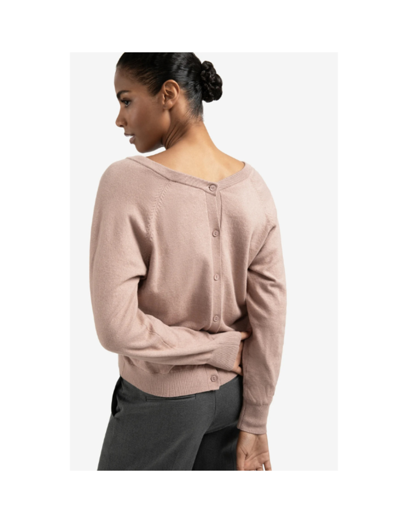 YAYA Double V-Neck Sweater in Blush Pink by YAYA