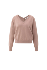 YAYA Double V-Neck Sweater in Blush Pink by YAYA