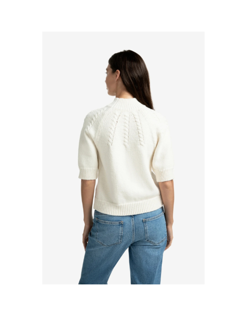 YAYA Cable Short Sleeve Sweater in Off White by YAYA