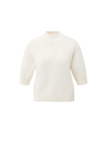 YAYA Cable Short Sleeve Sweater in Off White by YAYA