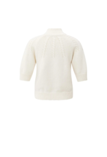 YAYA Cable Short Sleeve Sweater in Off White by YAYA