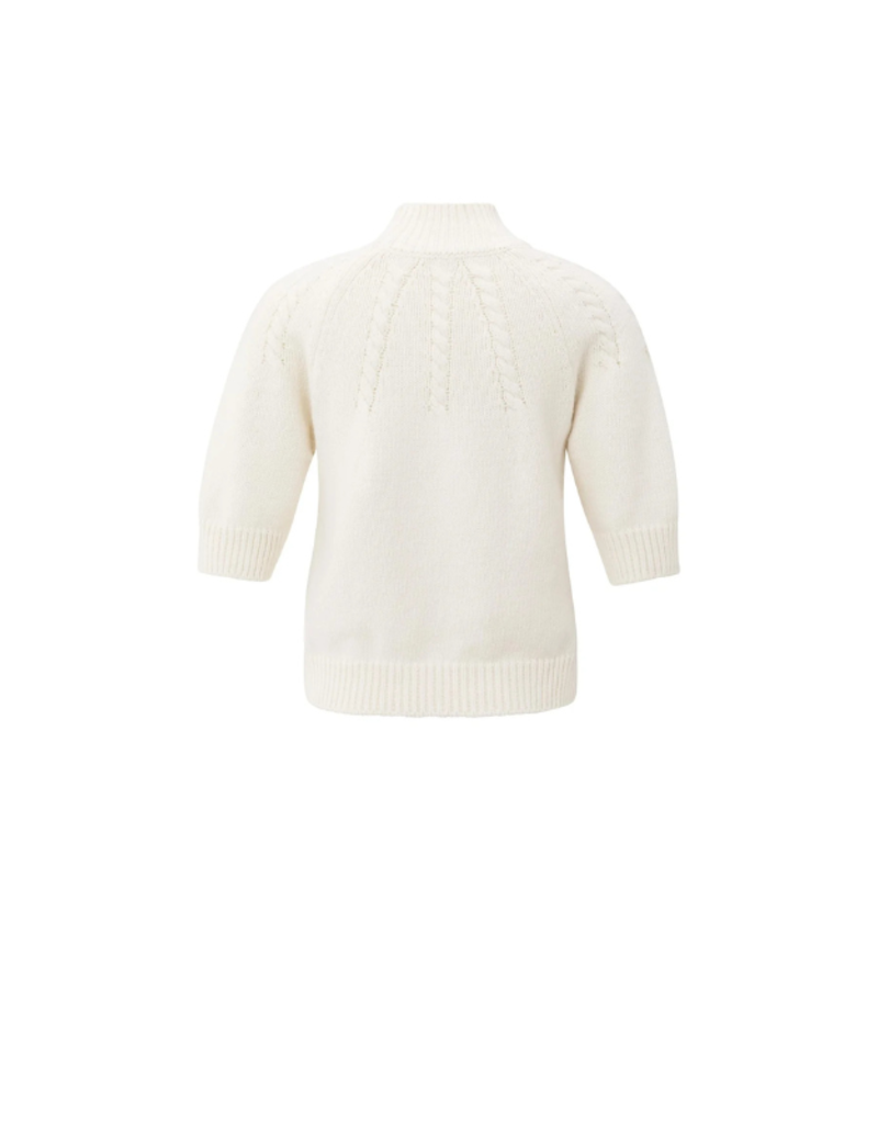 YAYA Cable Short Sleeve Sweater in Off White by YAYA