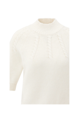 YAYA Cable Short Sleeve Sweater in Off White by YAYA
