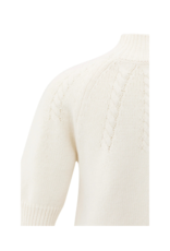YAYA Cable Short Sleeve Sweater in Off White by YAYA