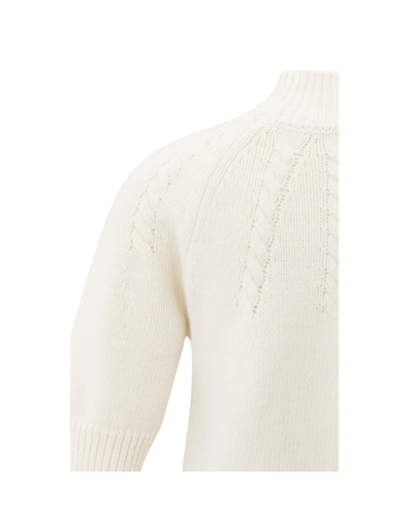 YAYA Cable Short Sleeve Sweater in Off White by YAYA