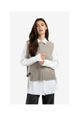 YAYA Rib Stitch Vest in Brownish Grey Melange by YAYA