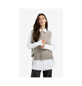 YAYA Rib Stitch Vest in Brownish Grey Melange by YAYA