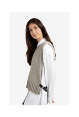 YAYA Rib Stitch Vest in Brownish Grey Melange by YAYA