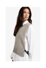 YAYA Rib Stitch Vest in Brownish Grey Melange by YAYA