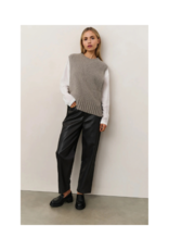 YAYA Rib Stitch Vest in Brownish Grey Melange by YAYA