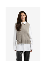 YAYA Rib Stitch Vest in Brownish Grey Melange by YAYA