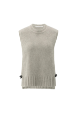 YAYA Rib Stitch Vest in Brownish Grey Melange by YAYA