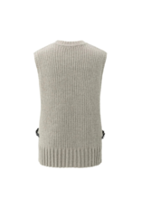 YAYA Rib Stitch Vest in Brownish Grey Melange by YAYA