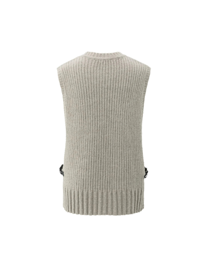 YAYA Rib Stitch Vest in Brownish Grey Melange by YAYA