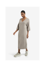 YAYA V-Neck Short Sleeve Knit Dress in Brownish Grey by YAYA