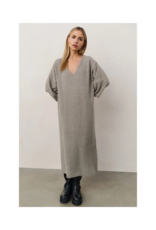 YAYA V-Neck Short Sleeve Knit Dress in Brownish Grey by YAYA