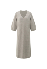 YAYA V-Neck Short Sleeve Knit Dress in Brownish Grey by YAYA