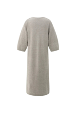 YAYA V-Neck Short Sleeve Knit Dress in Brownish Grey by YAYA