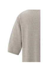 YAYA V-Neck Short Sleeve Knit Dress in Brownish Grey by YAYA