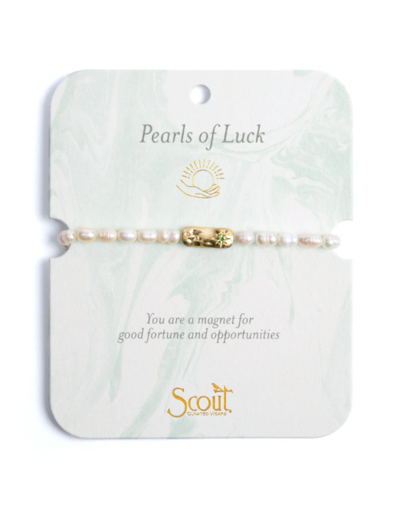 Scout Luck Pearl Affirmation Bracelet in Gold by Scout