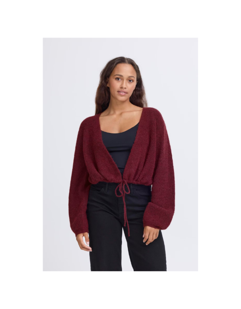 ICHI Kamara Cardigan in Maroon by ICHI