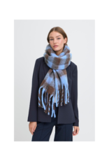 ICHI Manuella Scarf in Blue & Brown Plaid by ICHI