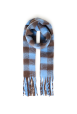 ICHI Manuella Scarf in Blue & Brown Plaid by ICHI